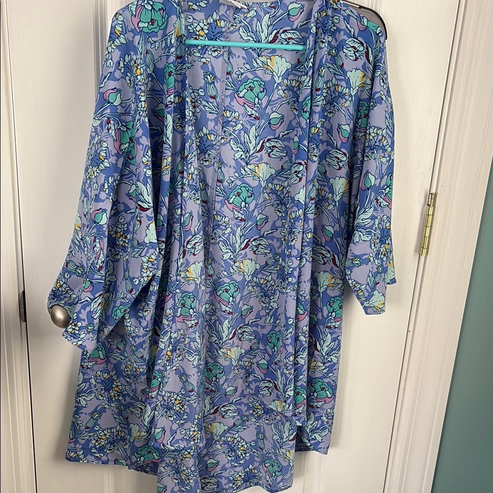 LuLaRoe Floral Kimono - Blue and Green